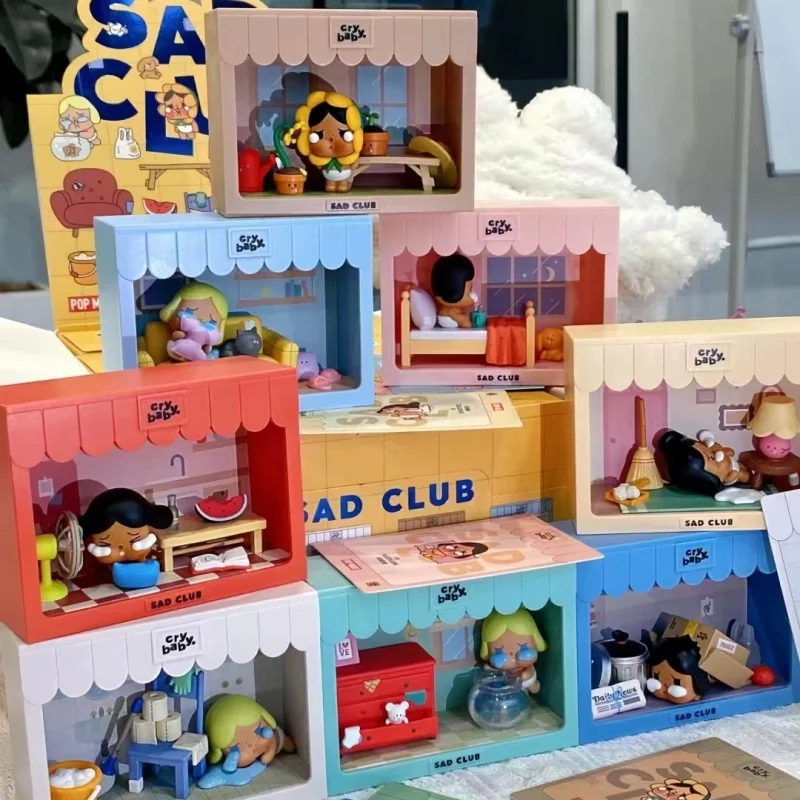 New Crybaby Sad Club Series Scene Sets By Molly Anime Figure Cute Cry Baby Figurine Cartoon Toy Festival Gifts Model Ornaments