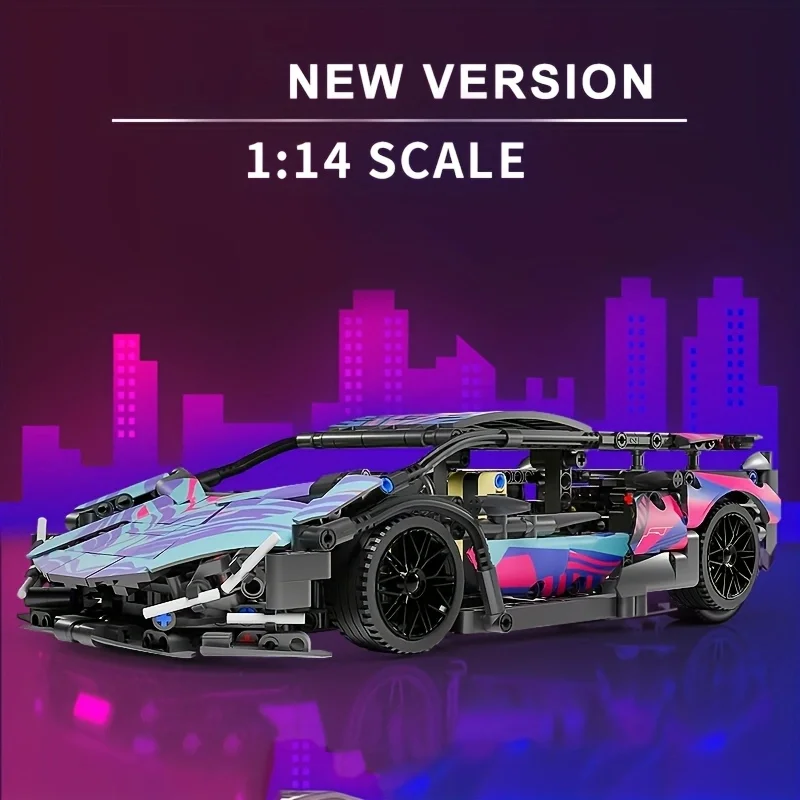 Technical Purple Sian Sport Car Building Blocks Assemble Bricks Vehicle Construction Toy Gift For Children Kids