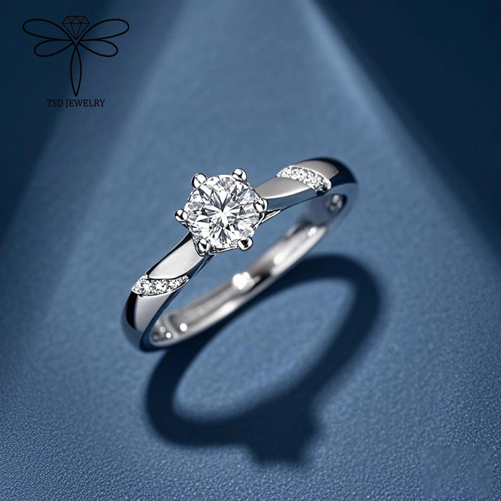 

Princess Moissanite Engagement Ring 0.5CT D Color 100% 925 Sterling Silver Luxurious Women's Bridal Birthday's Lab Jewelry Gifts