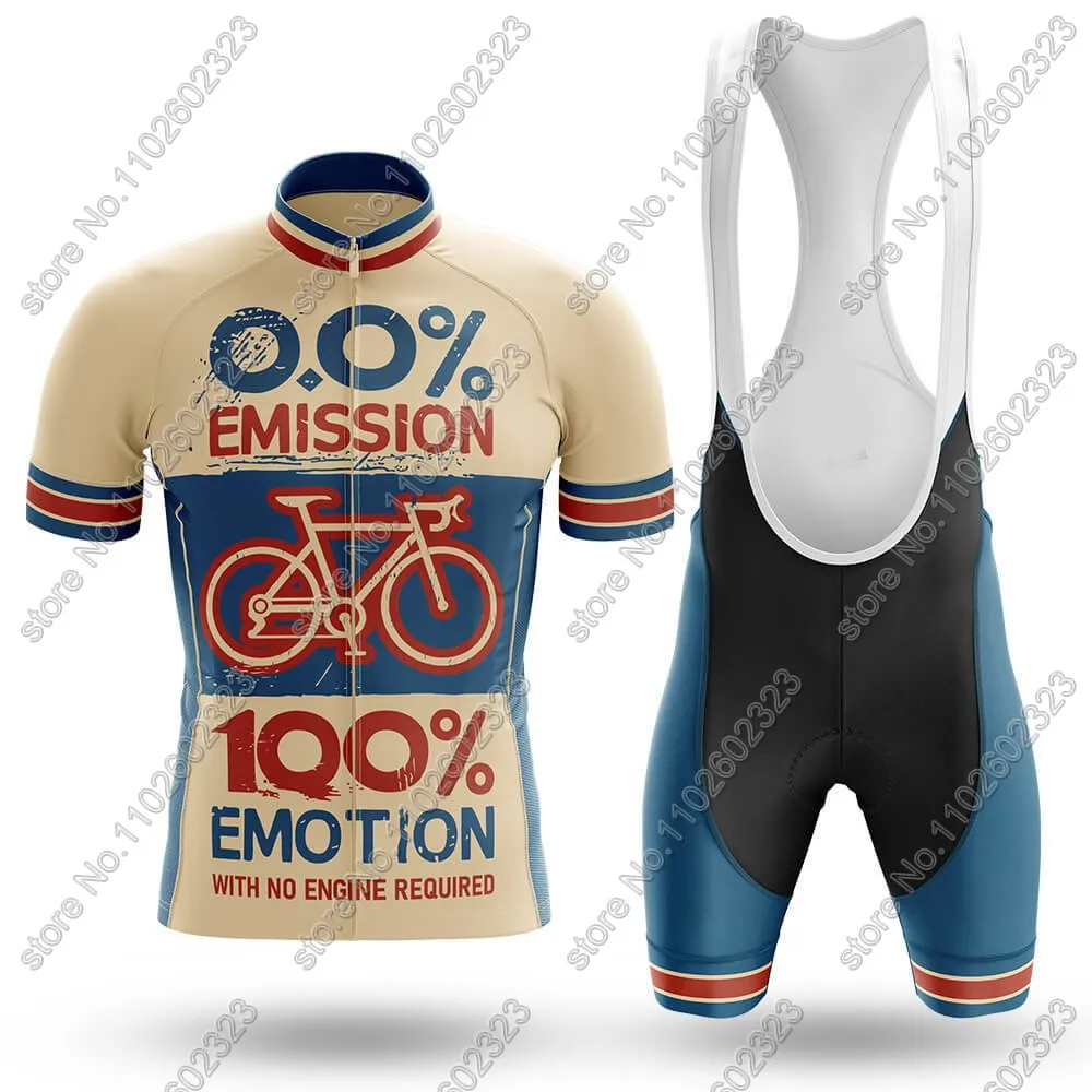 100 Percent Emotion 2024 Cycling Jersey Set Short Sleeve Vintage Clothing Road Bike Shirts Suit Bicycle Bib Shorts MTB Wear Kits