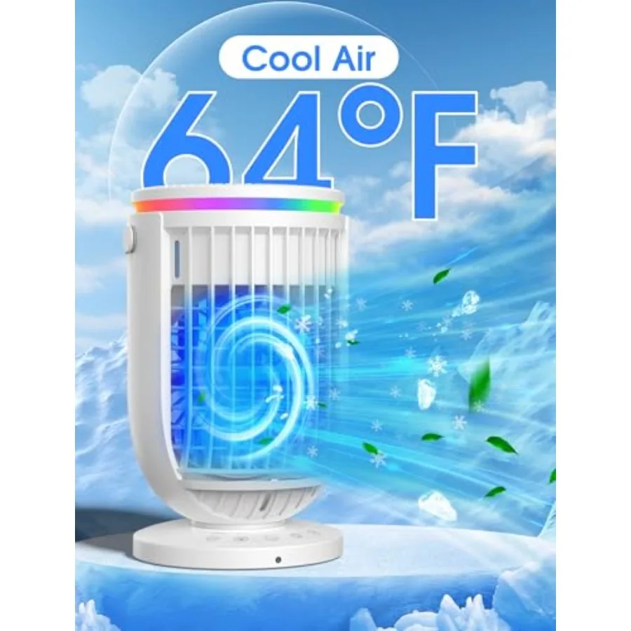 Portable Air Conditioners, Personal Mini Air Conditioner Fan with 1200ml Water Tank, 4 in 1 Evaporative Air Cooler Cooling Fan