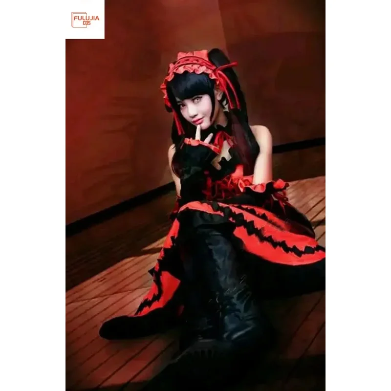 

CyFulujiacos аниме Date A Live Tokisaki Kurumi Кошмар Лолита платье прекрасная униформа косплей костюм