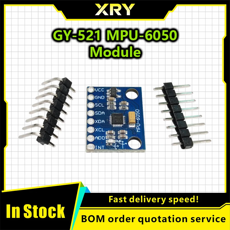 XRY 1pcs GY521 GY-521 MPU6050 IIC I2C Interface 3 Axis Analog Gyroscope Sensor Accelerometer Compatible Module for Arduino