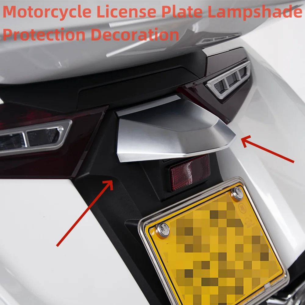 Motorcycle License Plate Lampshade Protection Decoration For Honda Gold Wing GL1800 F6B 2018-2024 ABS Pearl Chrome Chrome Black