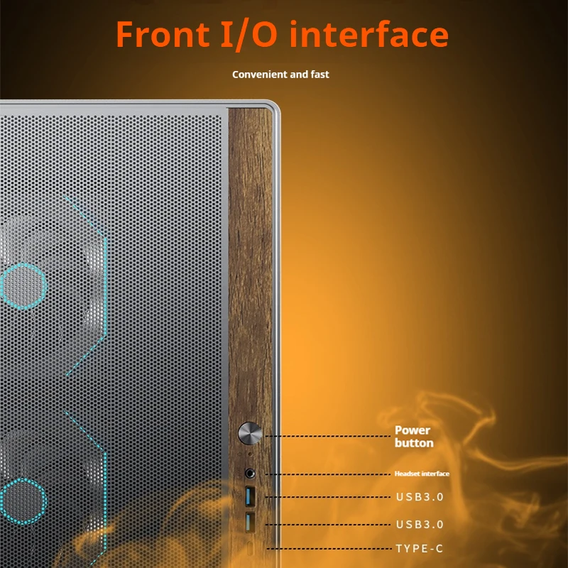 HESTART Star Track X Glass Side Transparent TYPE-C ATX Motherboard Supports 360/240 Water Cooled Desktop Computer PC gaming case