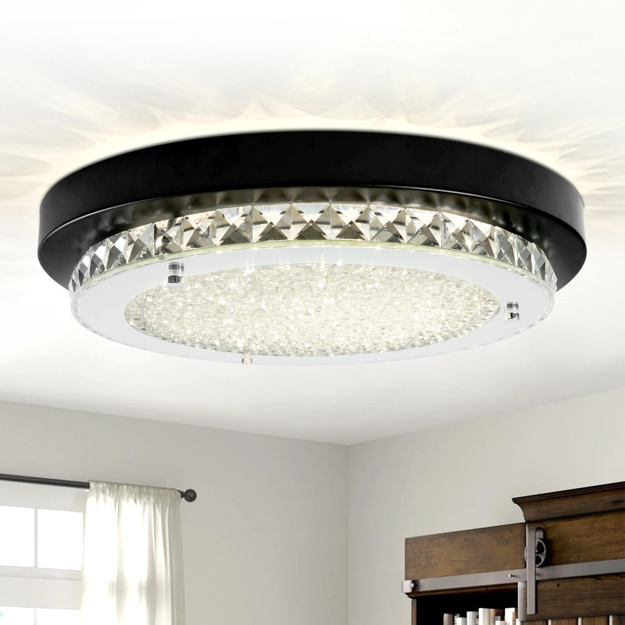

15 inch Crystal Ceiling Light Fixture Flush Mount Modern LED Ceiling Lights for Bathroom,Kitchen,bedroom