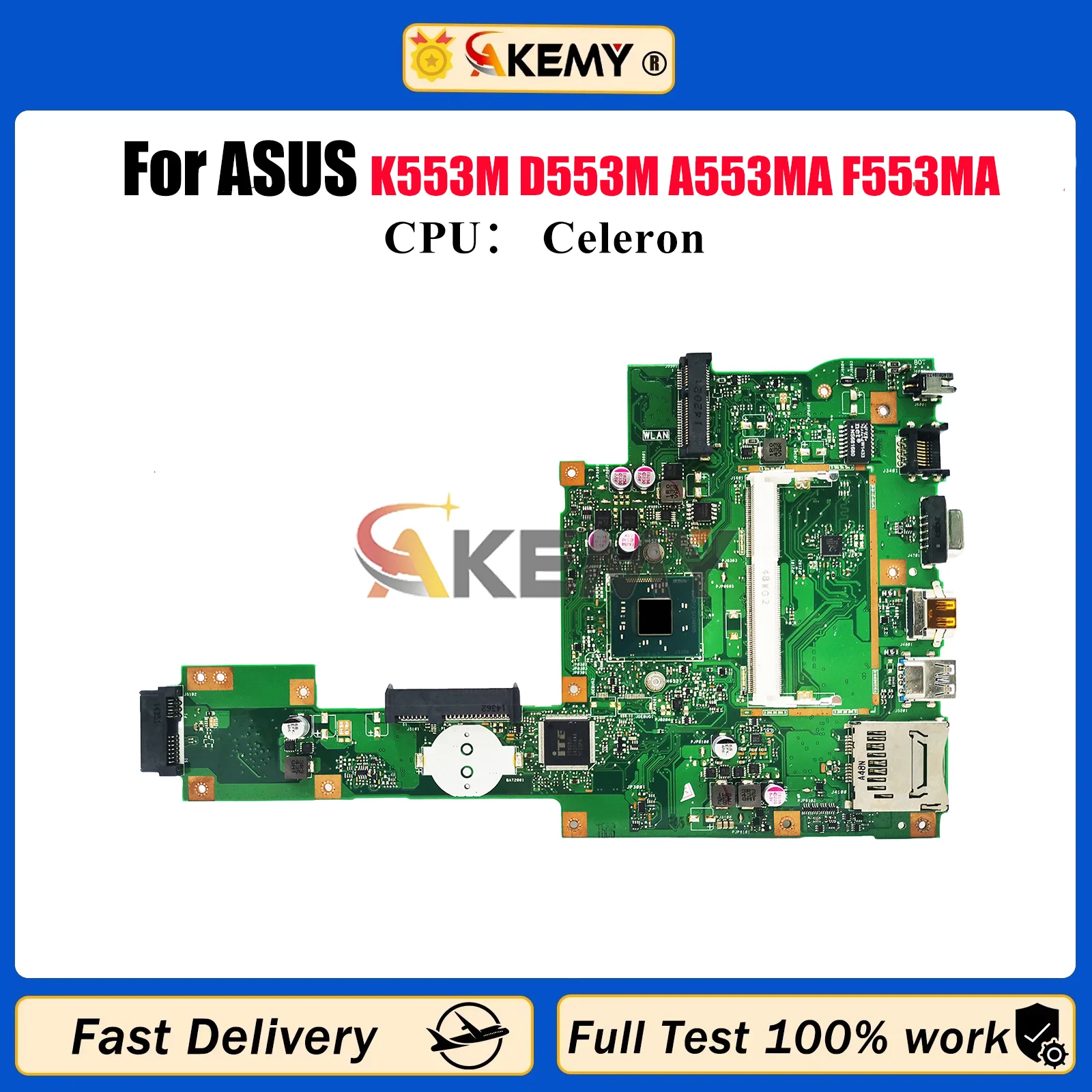 

X553MA Laptop Motherboard For ASUS VivoBook X553M K553M D553M A553MA F553MA X553MA Mainboard With Celeron CPU 100% tests OK stk