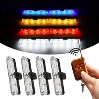 Car Led Grid Police Strobe Light With Remote Super Bright 12V Front Grille Auto Emergency Flashing Firemen Beacon Warning Lamp