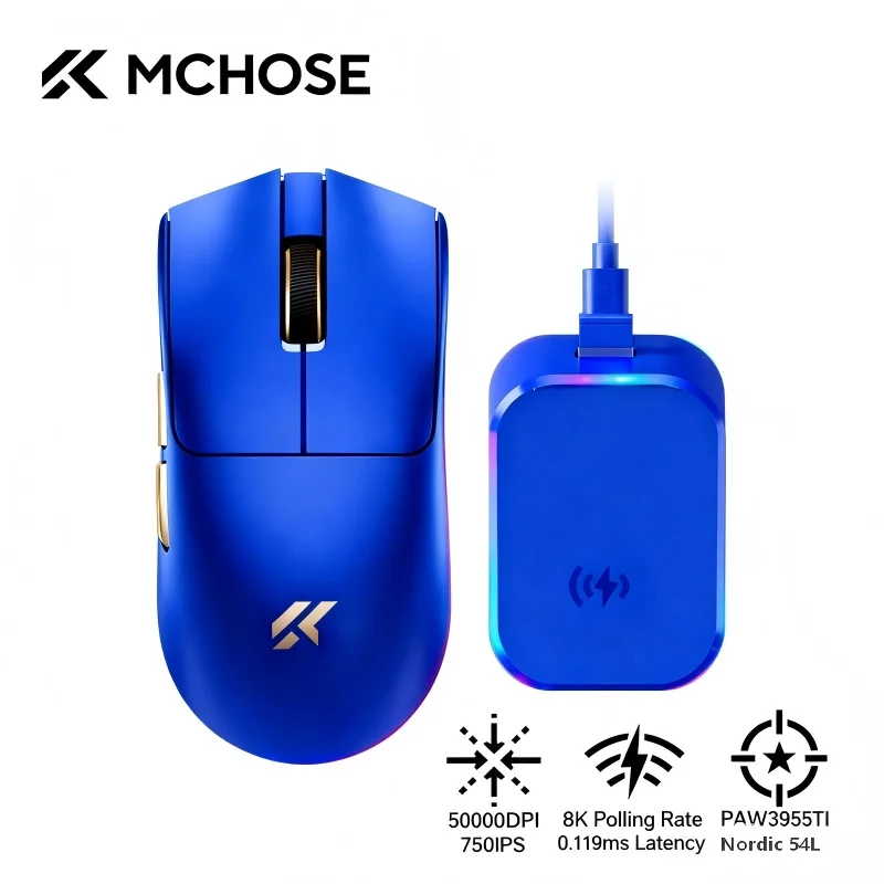 MCHOSE K7 V2 Ultra+ Gaming Mouse PAW3955 TI 50000DPI 8K Lightweight Wireless Mice With Magnetic Charging Base - view 2