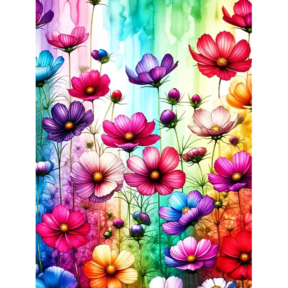 5D DIY Diamant-Mosaik Mohnblume Farbenfrohe Landschaftsmalerei Vollrunde Diamant-Stickerei Handarbeit