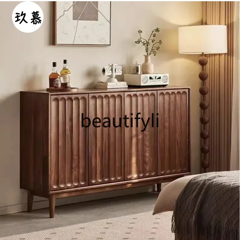 

32North American black walnut log shoe cabinet Nordic cherry wood porch cabinet Light luxury storage cabinet