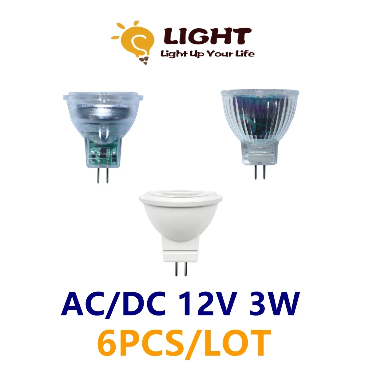 

6pcs Mr11 GU4 Led mini Spotlight AC/DC 12V 3W 3000K-6000K Warm White For Ceiling Lights Replace Halogen Lamp 20w Energy Saving