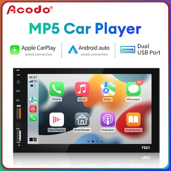 Acodo 카플레이 안드로이드 자동 듀얼 USB 정전식 스크린, 풀 터치 HD 자동차 MP5 플레이어, USB 블루투스 TF 카드 터치 스크린, 7 인치
