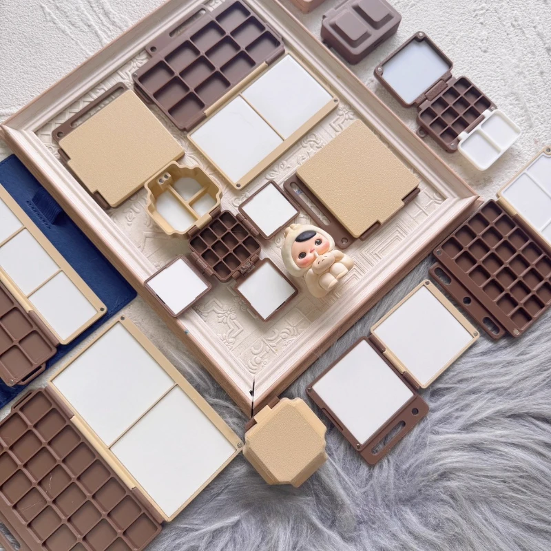 Caja de paleta de acuarela vacía marrón Mocha, paleta de acuarela de 12 rejillas, suministros de arte de pintura portátiles para viajes de estudiantes universitarios