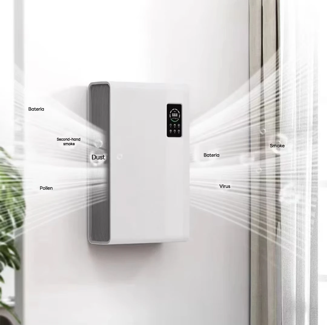 New Wall-mounted air Purifier for Large Rooms at Home, Dual HEPA Filters, Tuya WiFi App Control