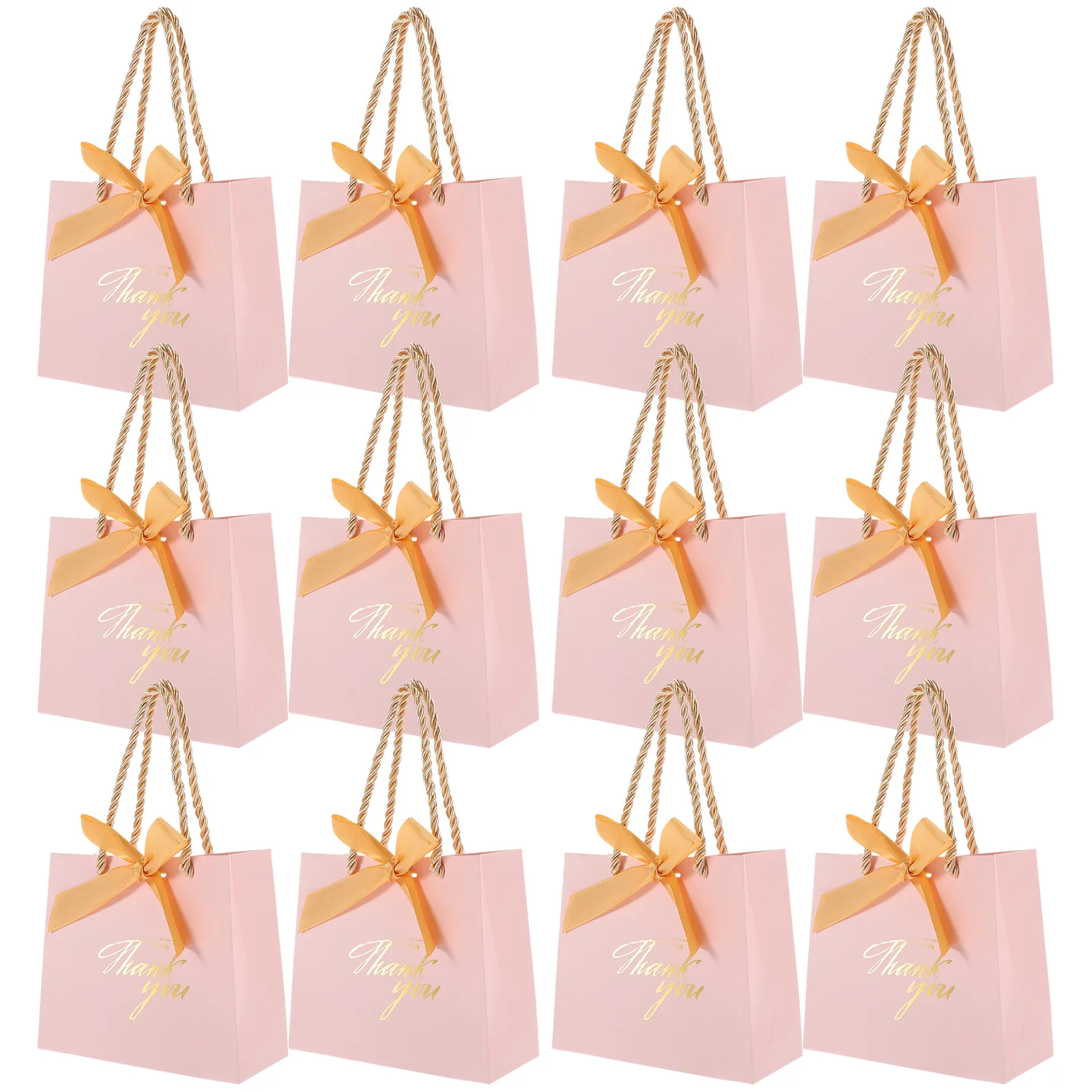 

12pcs White Wedding Tote Bags 14x6x12cm Ribbon Handles Candy Box Gifts Party Favors Treats Packing Bags Bridesmaids