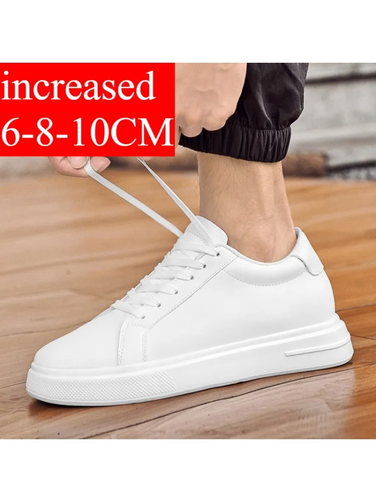 Nieuwe Mannen Sneakers Lift Schoenen Verhooging Hoogte Toename Binnenzool 6-10 Cm Hoge Hakken Schoenen Lederen Sportschoenen mannen Schoenen - afbeelding 2