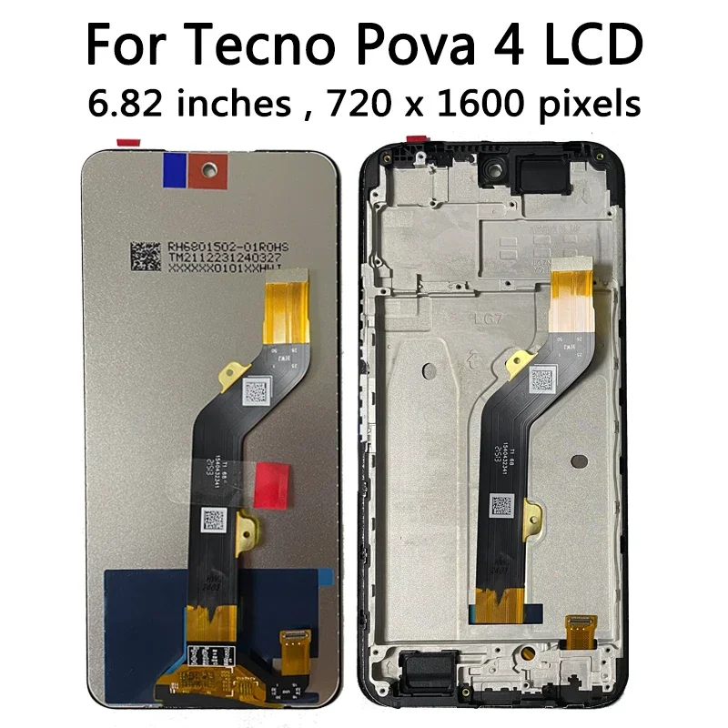 New LCD 6.82“Tested For Tecno Pova 4 Pova4 LG7n LCD Display Touch Screen Digitizer Assembly Replacement For Tecno LG7n LCD