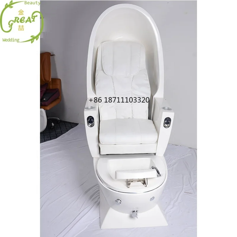 Nail Salon Manufactures White Modern No Plumbing Foot Egg Shape Spa Massage Pedicure Chair