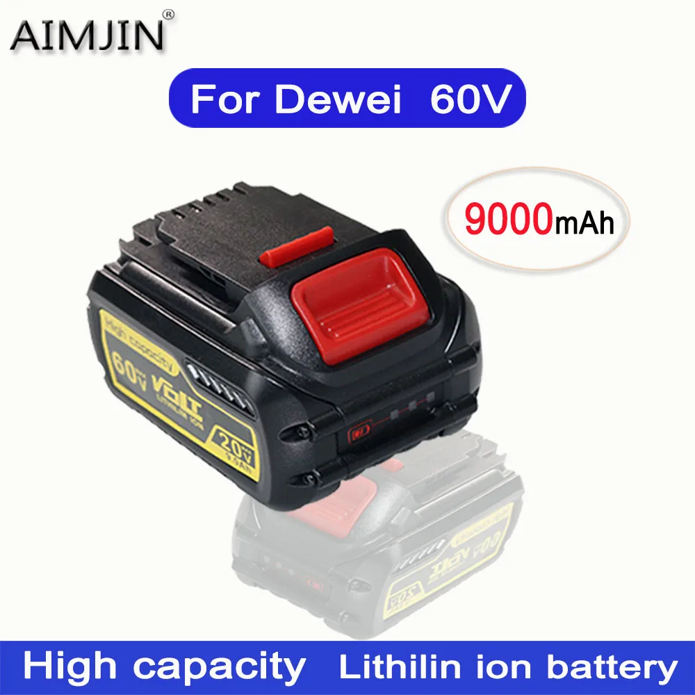 60V For Dewalt 9000mAh Li-ion Battery, Compatible DCB606  DCB609 DCB612 Work with All 20V/60V/120V Cordless Power Tools