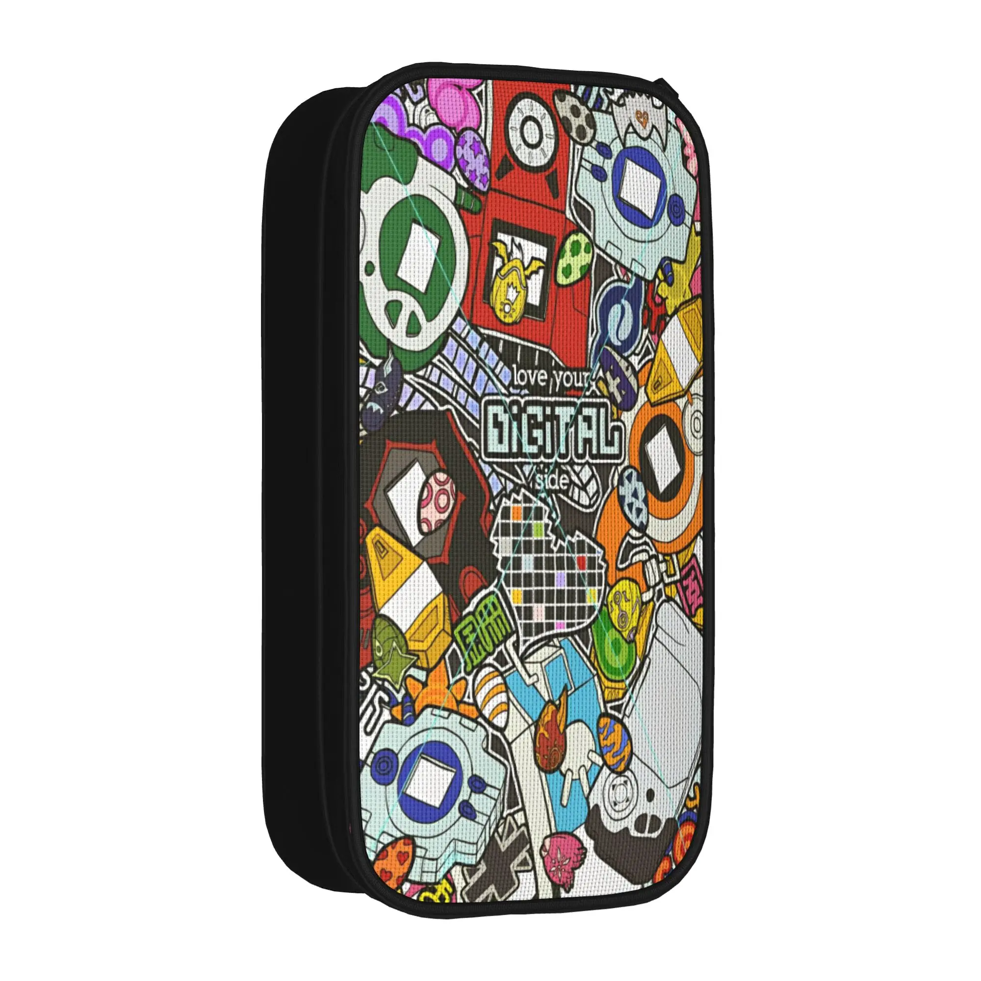 

Large-capacity Pen Box Digital Monster Digimon Merch Double Layer Pencil Box Women Make Up Bag Suprise Gift