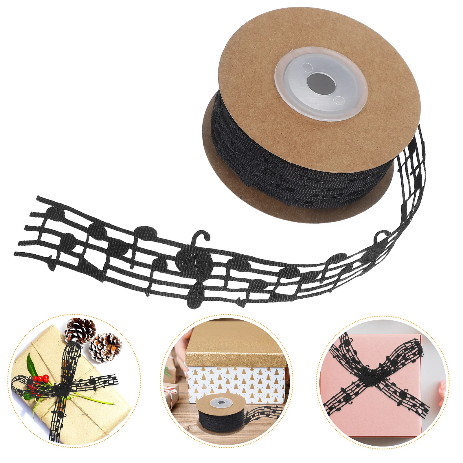 

Hollow Note Ribbon Musical Trim Craft Wrapping Ribbons DIY Embossed Themed Decor Polyester Phonogram Fabric Crafts