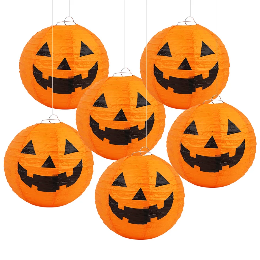 1/6 Stück Halloween-Hängepapierlaternen für Innen- und Außenbereich, Gartendekoration, Halloween-Party, Horror-Kürbis-Requisiten, Ornamente