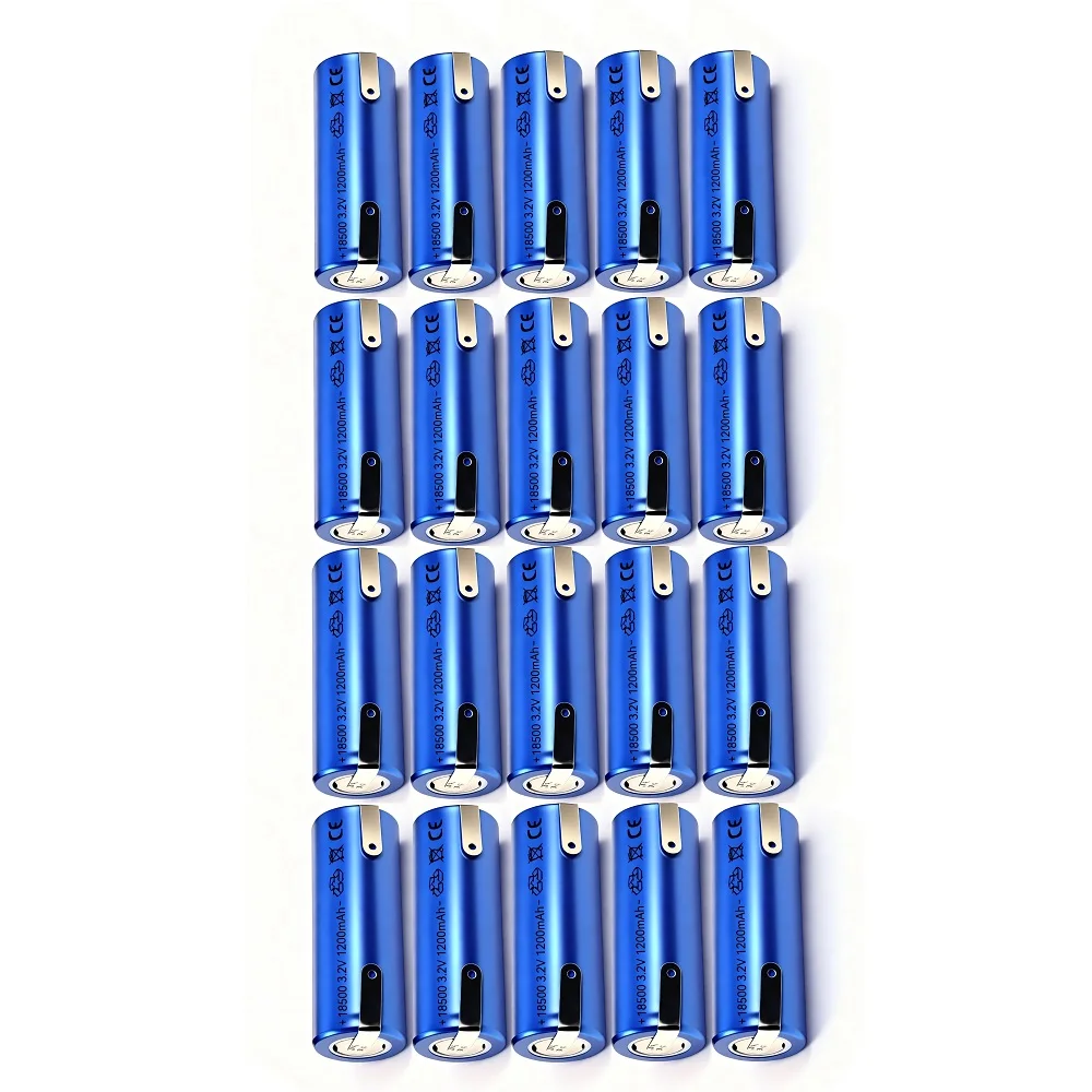 

20PCS 18500 LiFePO4 battery 3.2V 1200mAh with solder tabs for Flashlight JuicerTable lamp Loudspeaker Remote control car Radio