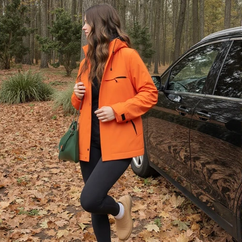 Imagen 2 del producto Chaqueta Impermeable de Primavera/Otoño para Mujer, con Capucha, para Senderismo, Caza, Correr, Trekking, Pesca, Ciclismo, Escalada, Cortavientos