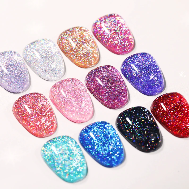 LILYCUTE 7ml Holographic Glitter Gel Nail Polish Spring Color Sparkling Sequins Soak Off UV LED Varnish Nail Art Decoration