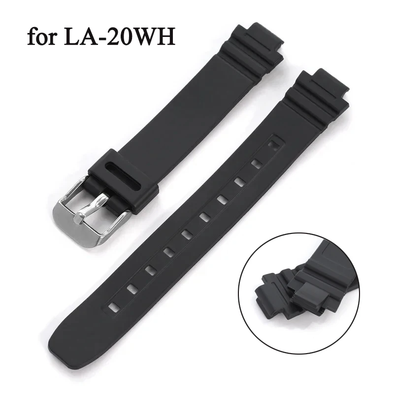 Rubber Strap for Casio LA-20WH Sport Waterproof Stainless Steel Buckle Men Women tpu Universal Replace Watch Band Bracelet 10mm