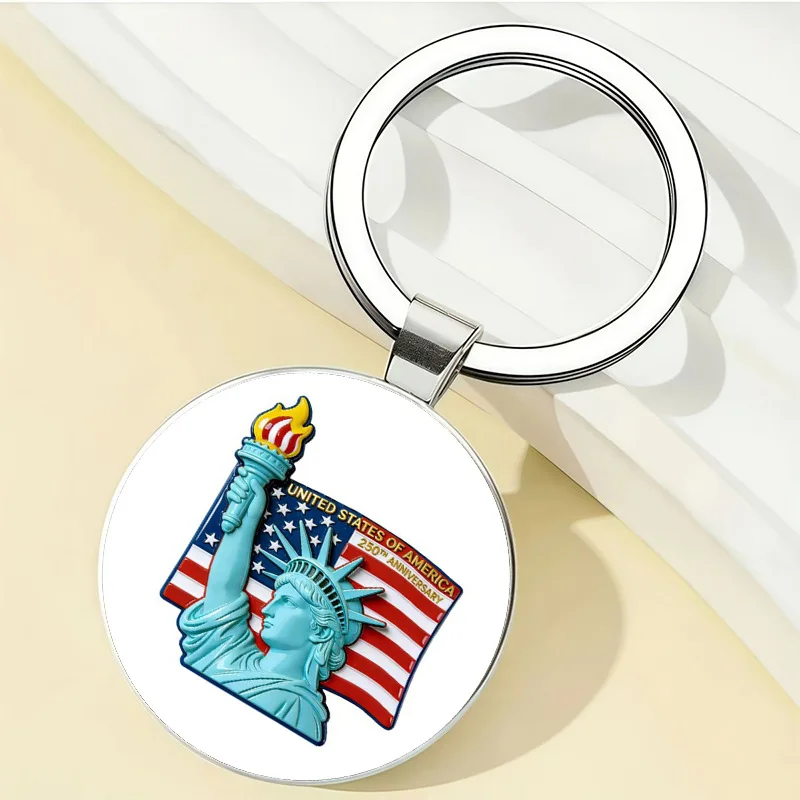2026 USA 250th Anniversary Commemorative Keychain American Flag Independence Day Alloy Key Buckle Patriotic Souvenir Gift