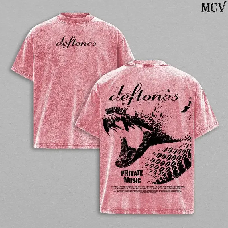 Deftones Tees & Hoodie & Sweatshirt – Private Music Album Vintage Washed Oversized Heavy Cotton Rock Metal Band T-Shirt Retro St