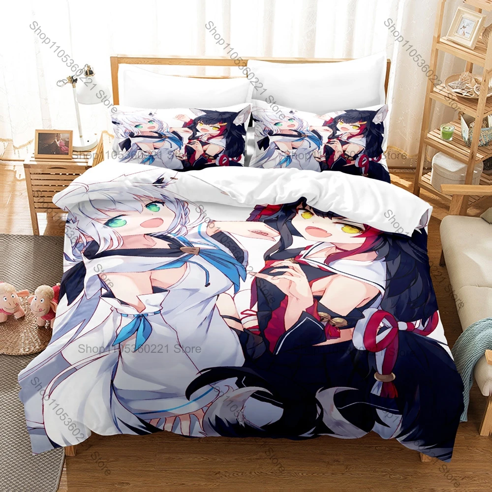 Ookami Mio Anime Theme 3Pcs Duvet Cover Set Soft Microfiber Bedding With Pillowcases For Single Twin Full Bed