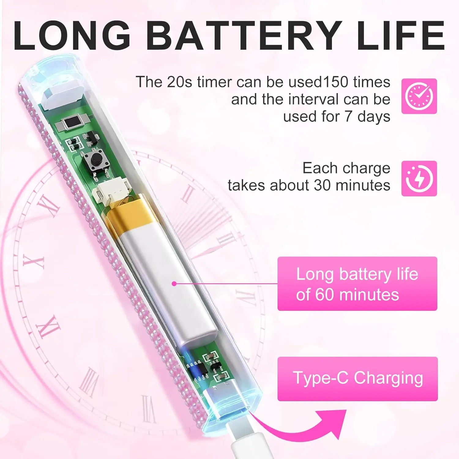 โคมไฟเล็บ LED UV ประดับเพชรแบบพกพาสําหรับเจลทาเล็บ - เครื่องเป่าเล็บไร้สายพร้อมจอแสดงผลดิจิตอล