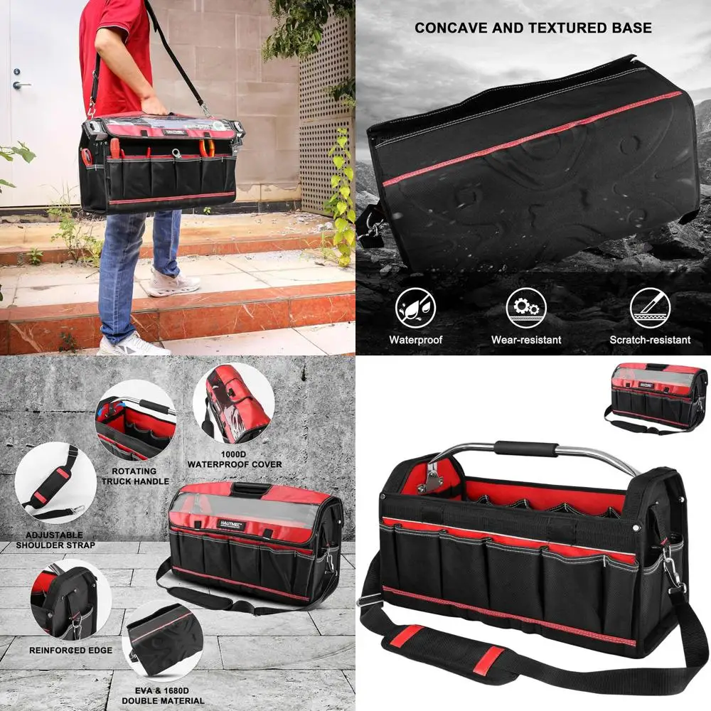 

Водонепроницаемая большая сумка для инструментов с поворотной ручкой, жесткой рамой, прочным дном и мягким ремнем - HT0296