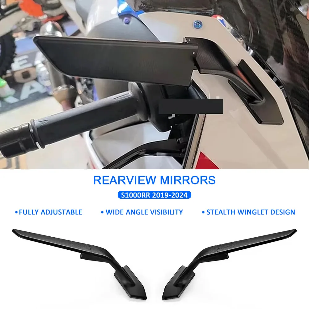 For BMW S1000RR S1000 RR 2019-2024 Motorcycle Adjustable Stealth Winglet Rearview Mirrors Sport Side Mirror Kit