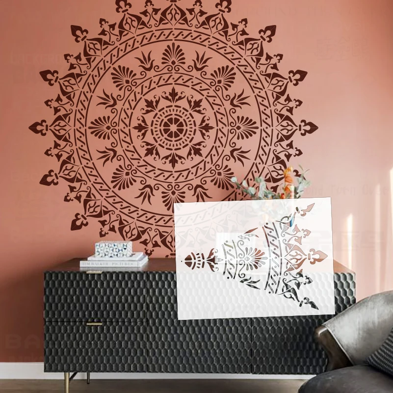 

Трафарет 90-120 см для рисования, настенный шаблон для покраски, декор, создатели мебели, рисунок мандали, огромный гигантский цветок, круглый S534