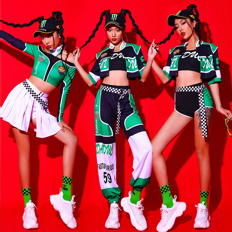 

2022 Gogo Dance Costume Women Jazz Hip Hop Clothing Green Kpop Outfit Rave Drag Queen Nightclub Dj Singer Show Stage Wear BL8721