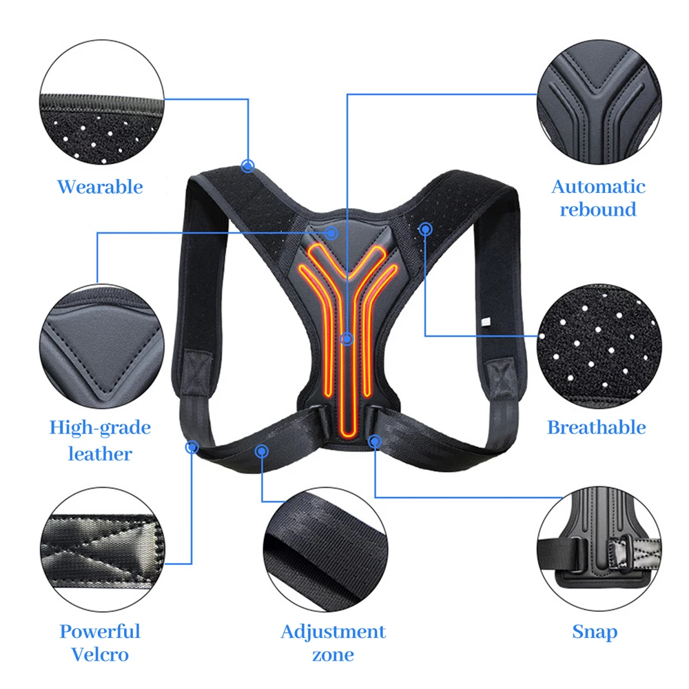 1Pcs Adjustable Posture Corrector Corset Clavicle Spine Posture Correction Back Support Belt Comfortable Soft Strip Corrector