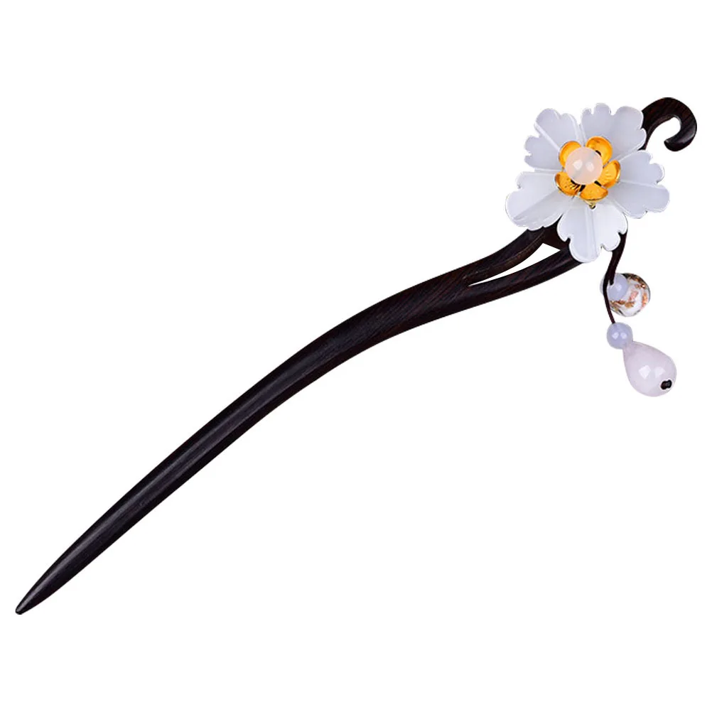 

Retro Hairpin Vintage Stick Floral Design Traditional Chinese Style Women Hair Accessory Durable Wooden Decor Elegant Long Wear