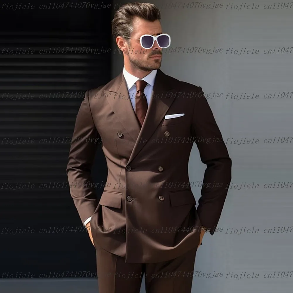 

Customize Dark Brown Men Suit Formal Occasion Wedding Party Groom Groomsman Business Prom Male Tuxedos 2 Piece Set Jacket Pants