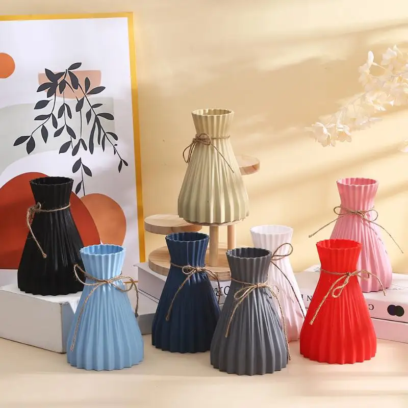 Pleated Origami Flower Vase Plastic Foldable Modern European Style for Home Decoration Dining Table Minimalist Display