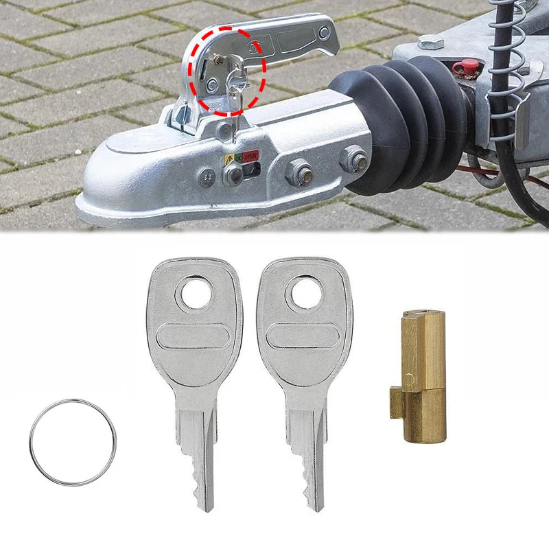 

1set Anti-Theft Trailer Coupling Hitch Lock Insertable Security For Pressed Coupler Heads Caravans RVs With 2Keys Accessory Part