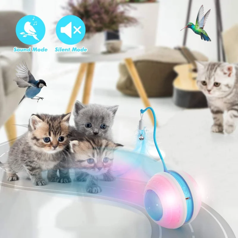 Katzen spielzeug interaktive automatische rollende Kugel Spielzeug Feder ball führte leuchtende lustige Haustier Training Indoor-Spiel Spielzeug