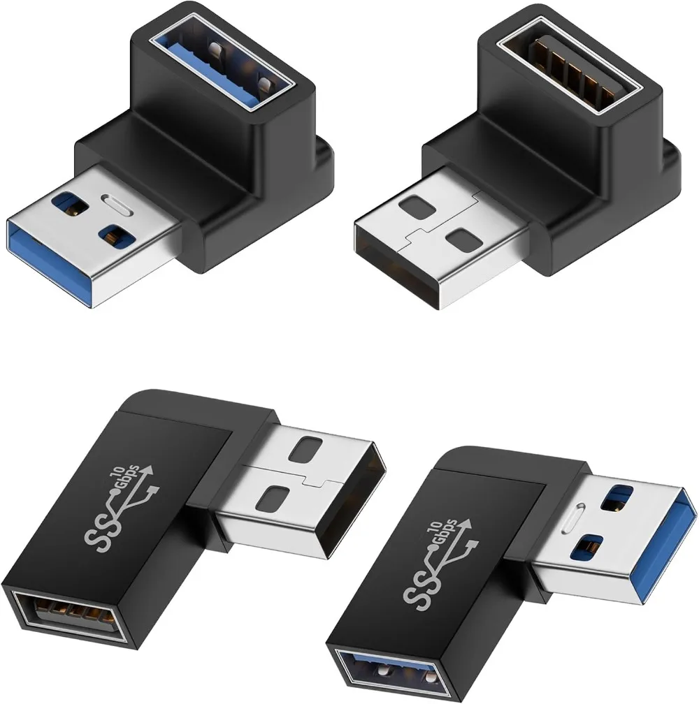 USB 3.0 90 Degree Right Angle Male To Female USB Revolving Female Side Bend and One Three-dimensional Bend on Both Sides