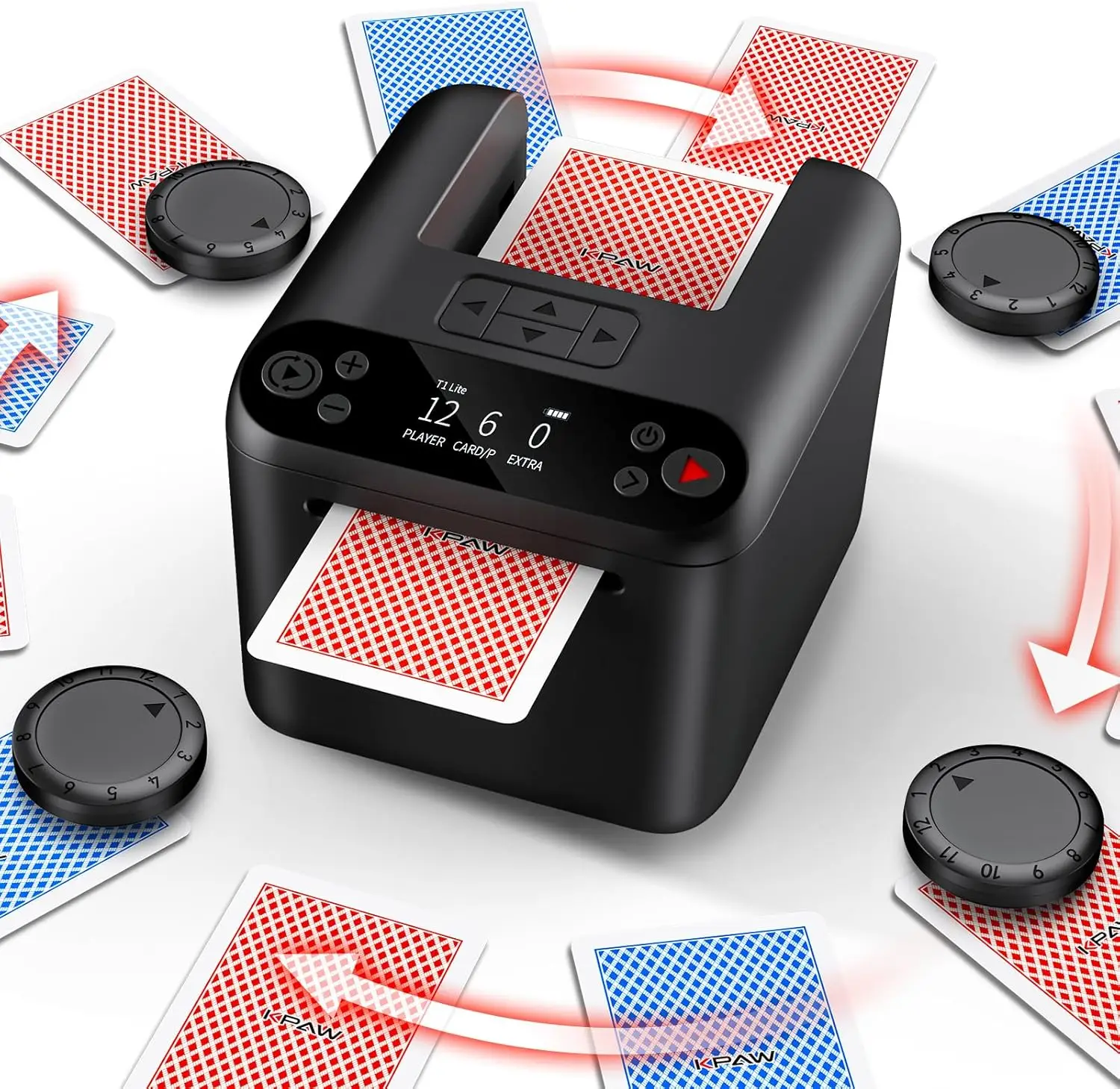 

Automatic Card Dealer Machine for 1-3 Decks, USB Rechargeable, Portable Card Dispenser for Poker, Texas Holdem, UNO, Bridge