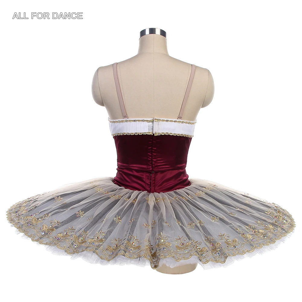 BKamp10-Tutu de danse de ballet professionnel pour filles et femmes, corsage haut blanc et bordeaux, fabriqué sur commande