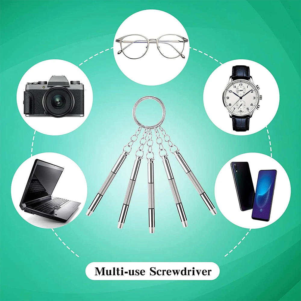 Repair Tool 3 in 1 Mini Screwdriver Keychain Eyeglass Repair kit Slotted Phillips Screwdriv for Glasses Frames Sunglasses Watch