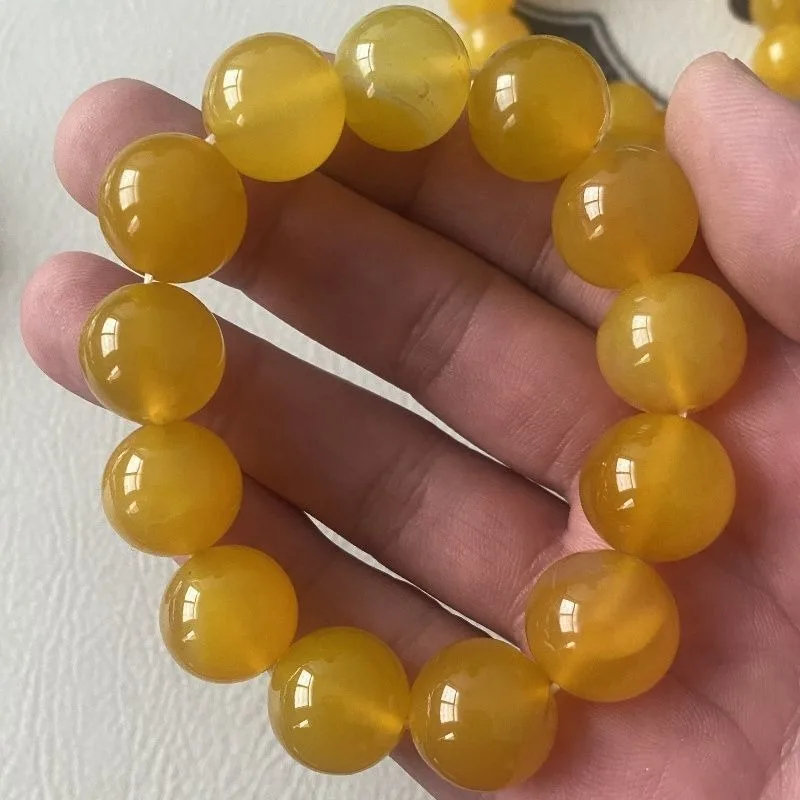 Natural Yellow Agate Jade Bracelet for Men and Women, Suitable for Daily Wear and Wearing Bracelet Jewelry